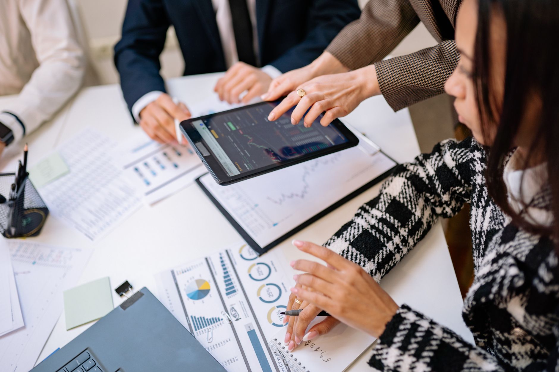Analytics team reviewing structured data